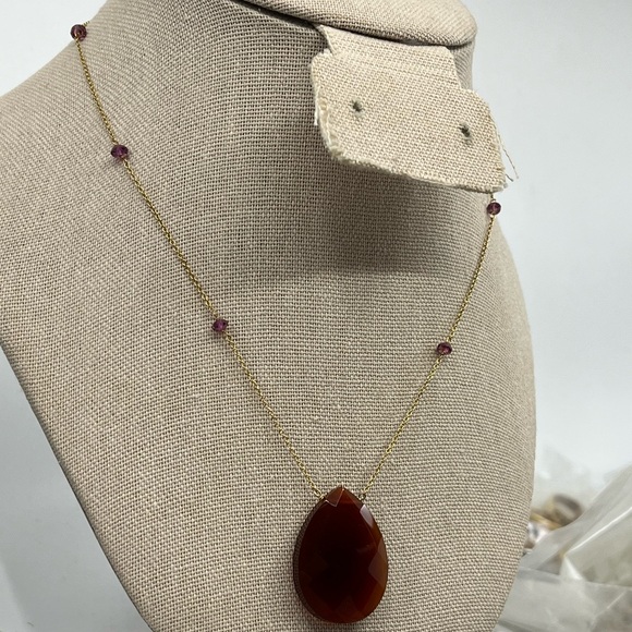Vintage 14K Gold Carnelian & Amethyst Necklace – Rare Find - Picture 14 of 17